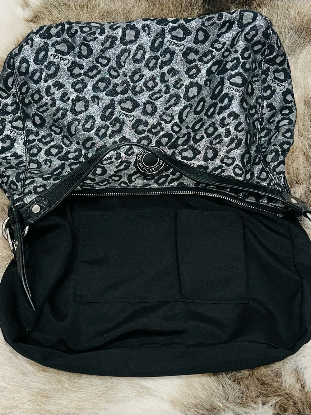 Coach Metallic Ocelot Leopard Hobo Shoulder Bag F21063 Y2K